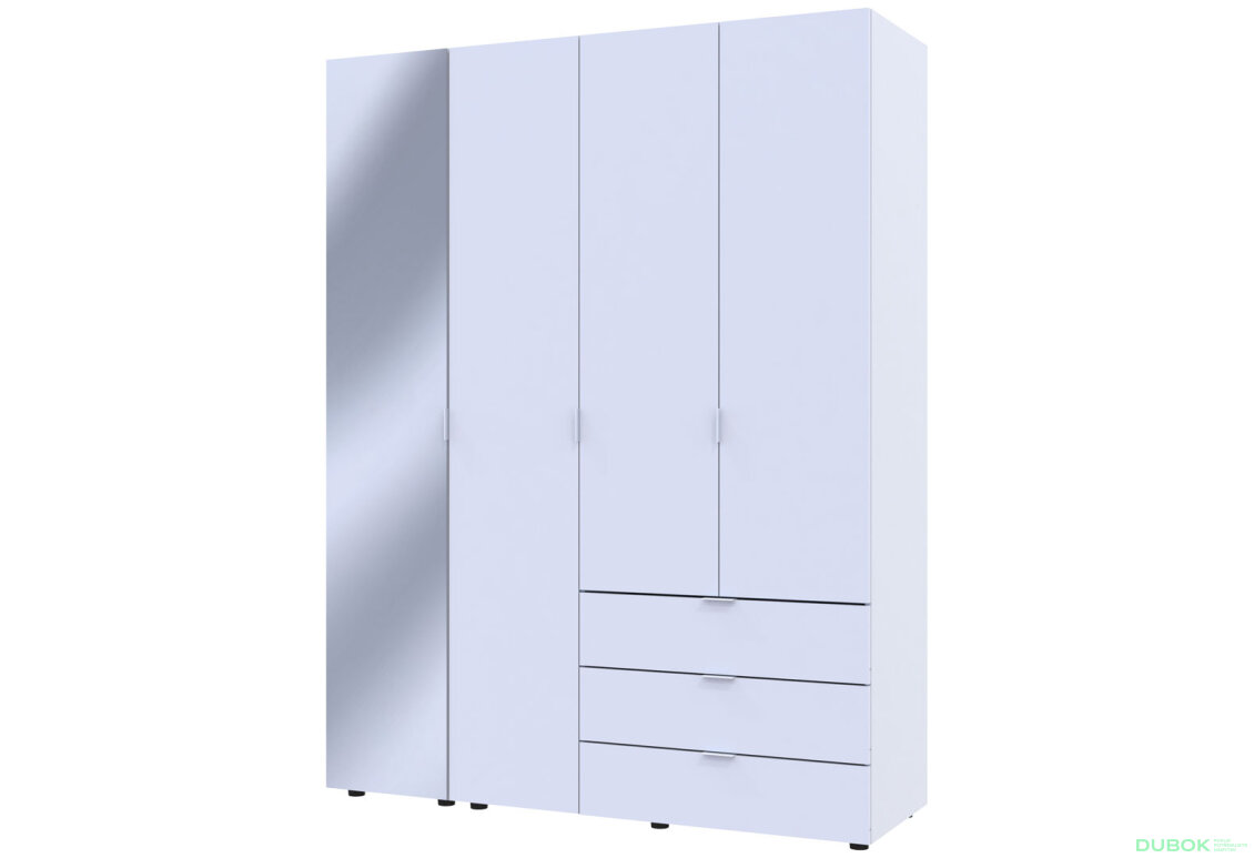 Obrázek 3 - Skříň čtyřdveřová se zrcadlem Gelar 155.2 cm Bílá