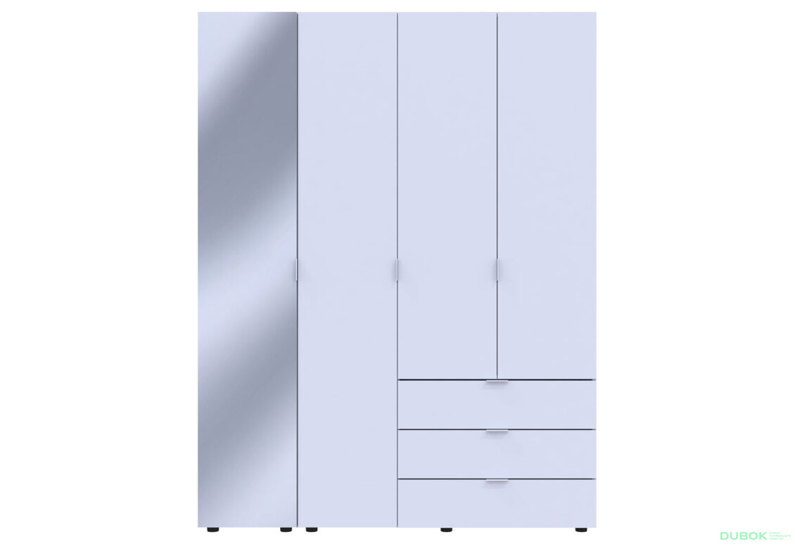 Obrázek 2 - Skříň čtyřdveřová se zrcadlem Gelar 155.2 cm Bílá