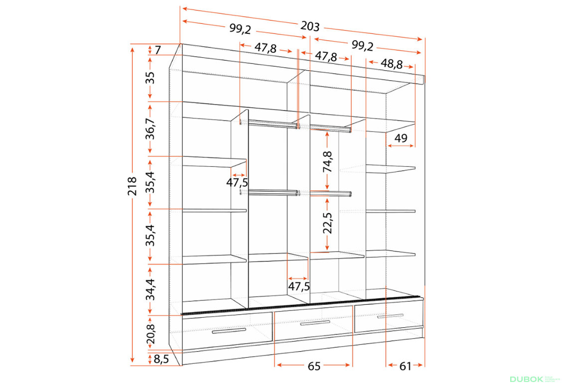 Obrázek 4 - Skříň Florence 2D 200 matná šedá