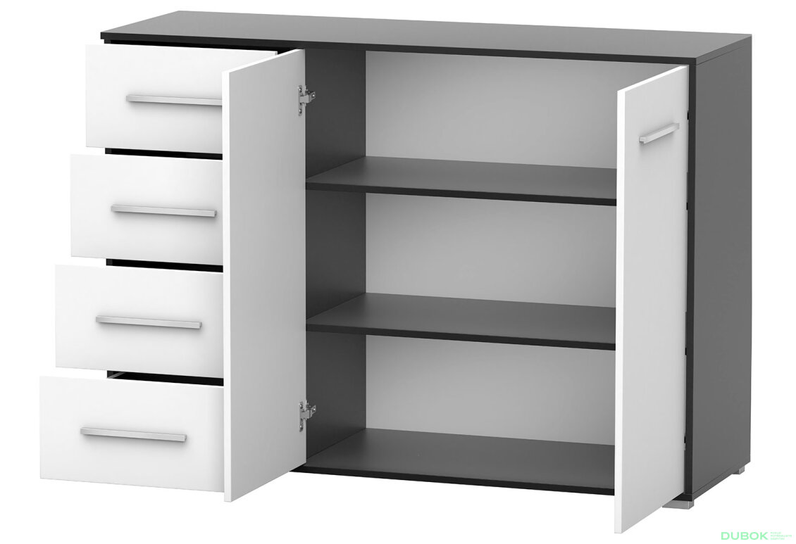 Obrázek 7 - Komoda Frida 01 135 2D4S černý / bílý