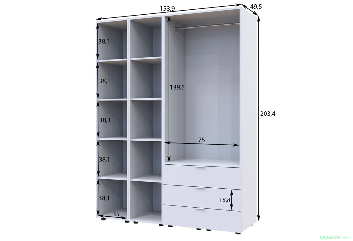 Obrázek 4 - Skříň dvoudveřová se 2 regály Gelar 153.9 cm Dub sonoma