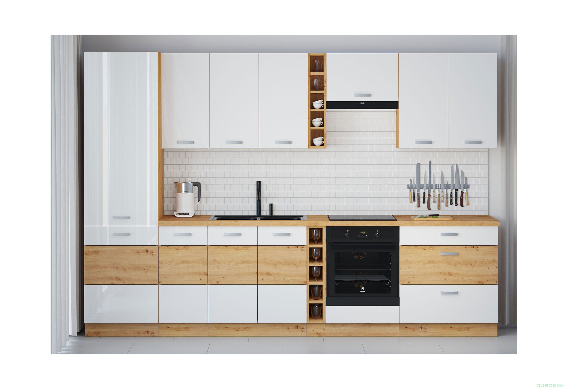 Obrázek 1 - Kuchyňská sestava 3.35 m Artisan / bílý lesk