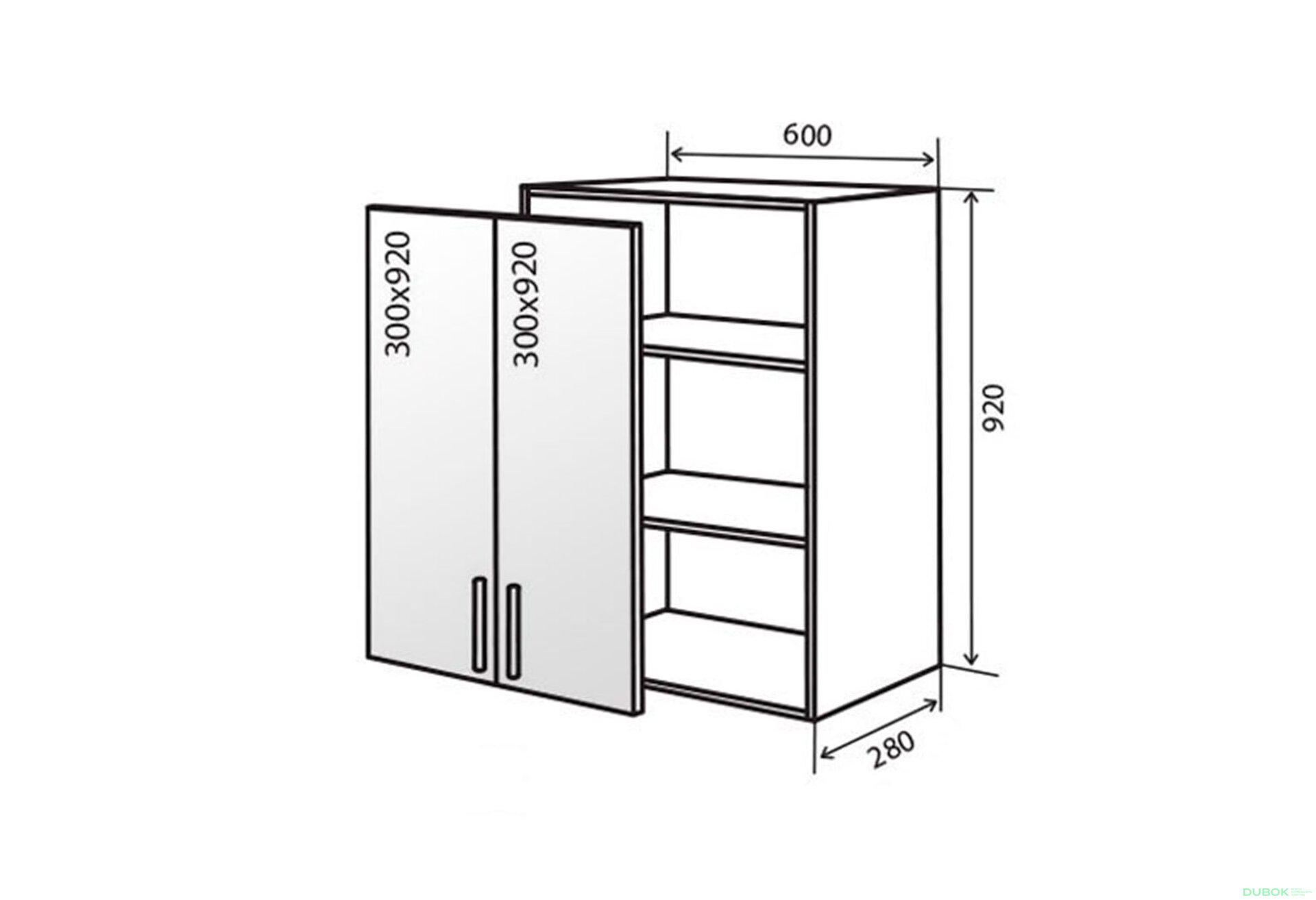 Obrázek 1 - V46 Skříňka 2D 60 Vitrína AL Flat