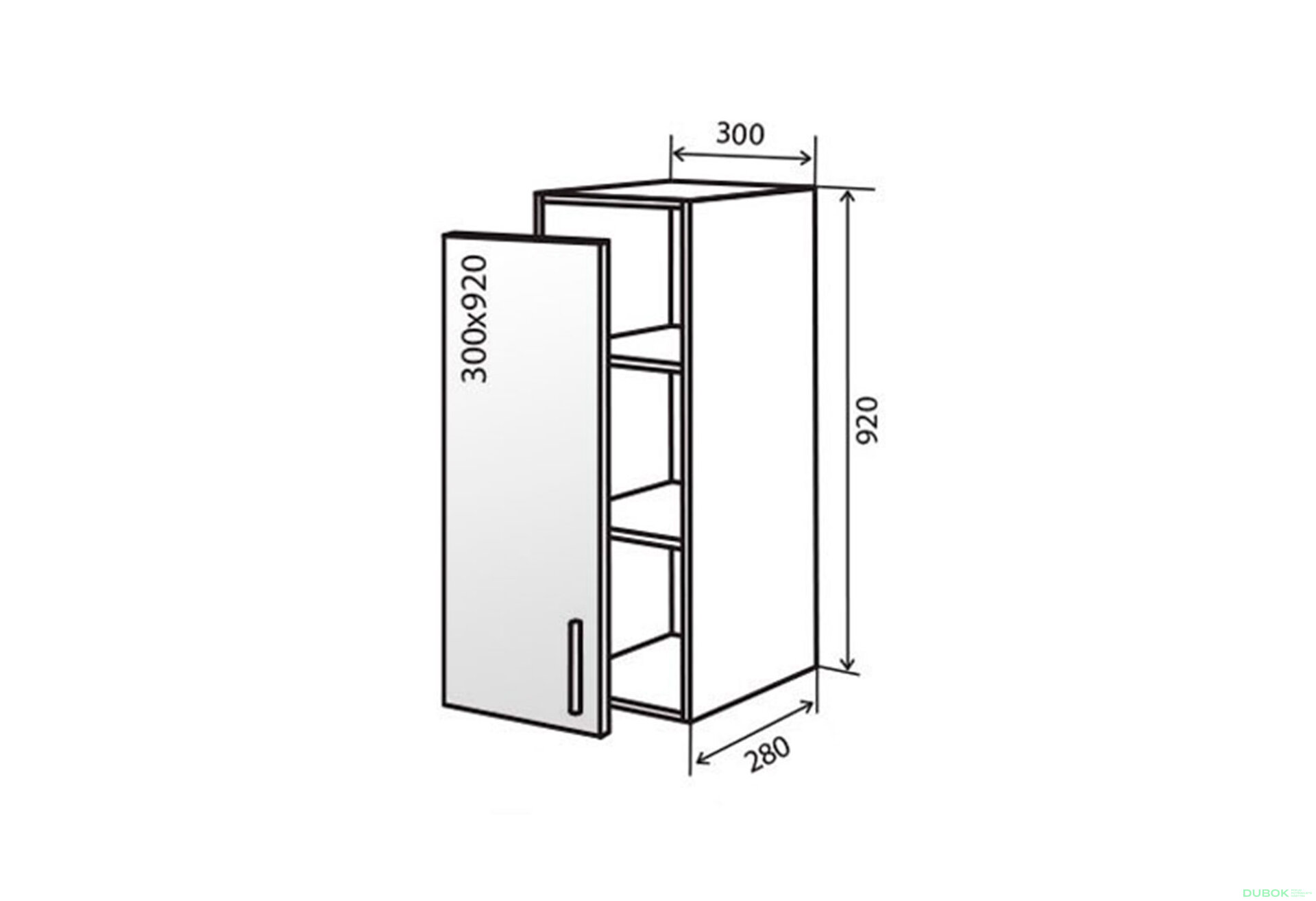 Obrázek 1 - V42 Skříňka 1D 30 Vitrina AL Flat