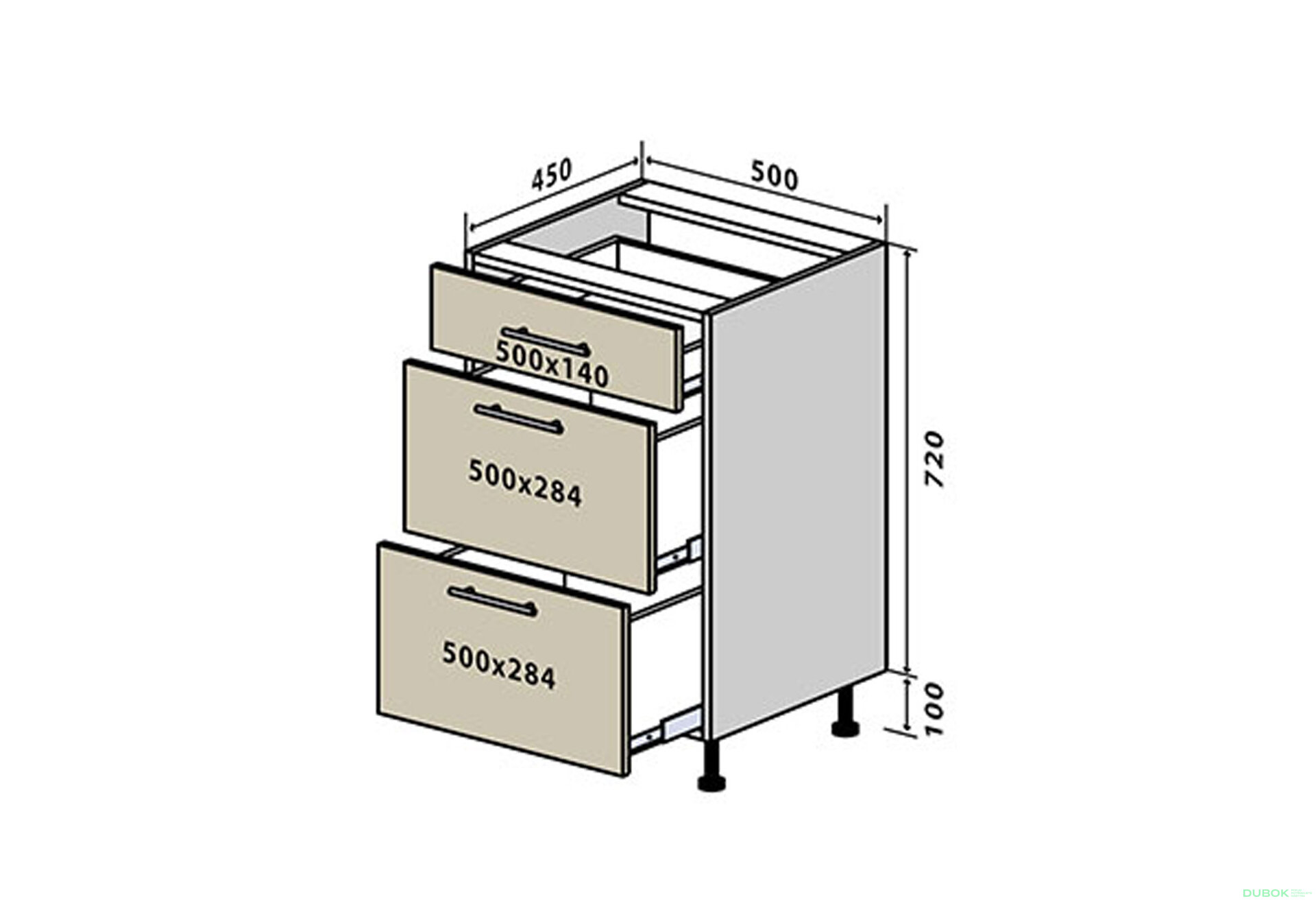 Obrázek 1 - N35 Skříňka 3Š 50 Flat