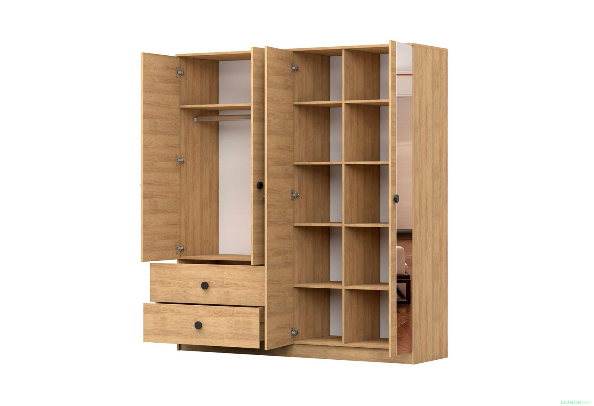Obrázek 2 - Skříň 4D Lux hickory přírodní + černá Idczak meble