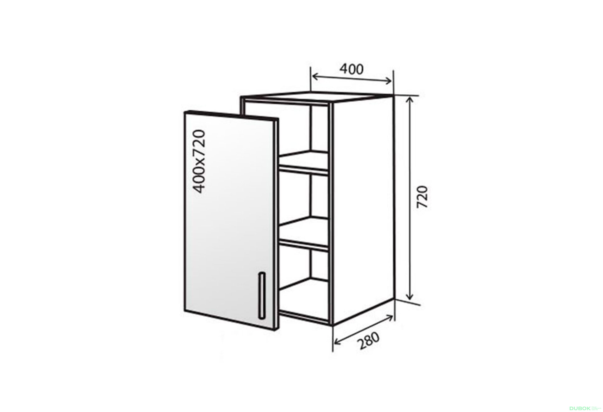 Obrázek 1 - V3 Vitrážová skříňka 1D 40 AL Flat