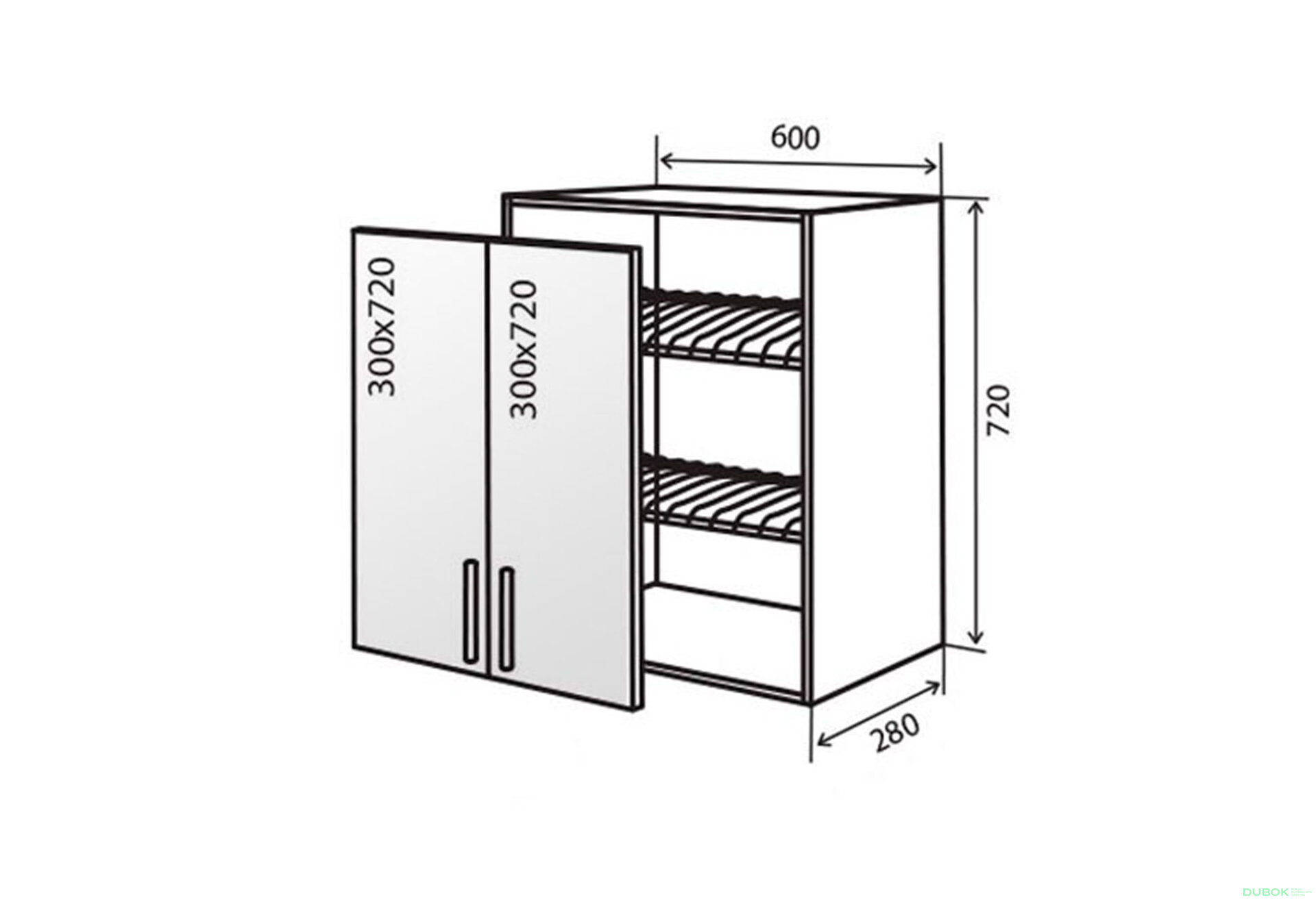Obrázek 1 - V7 Sušák vitrína 2D 60 AL Flat