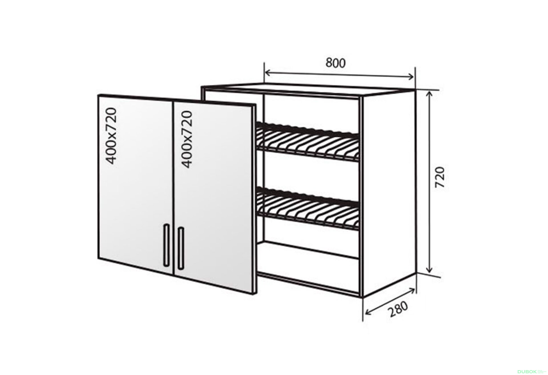 Obrázek 1 - V9 Sušák vitrína 2D 80 AL Flat