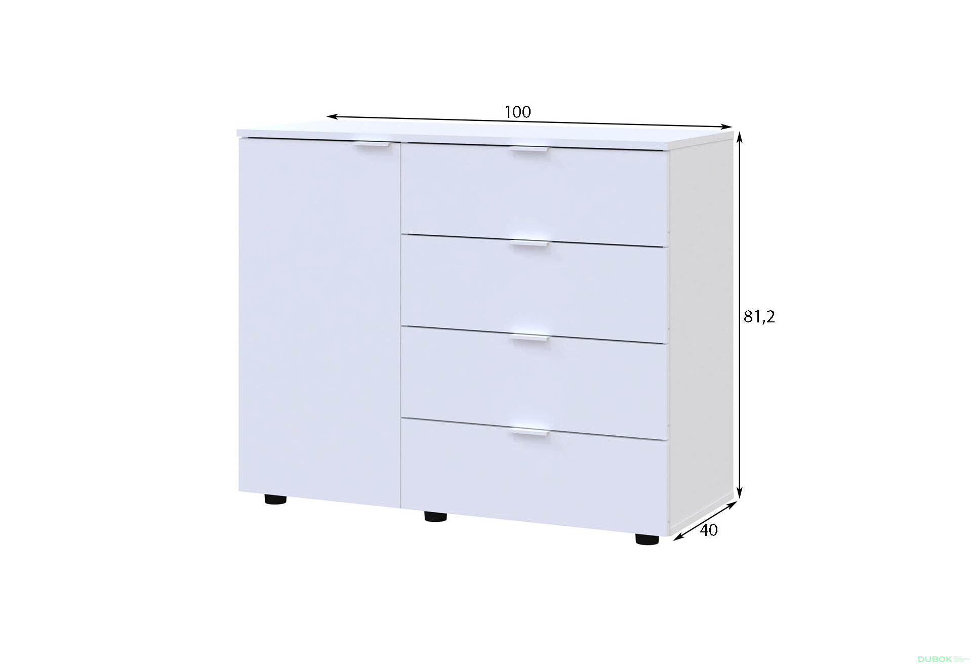 Obrázek 3 - Komoda s dvířky a 4 zásuvkami GC1 100 cm Gelar Grafit