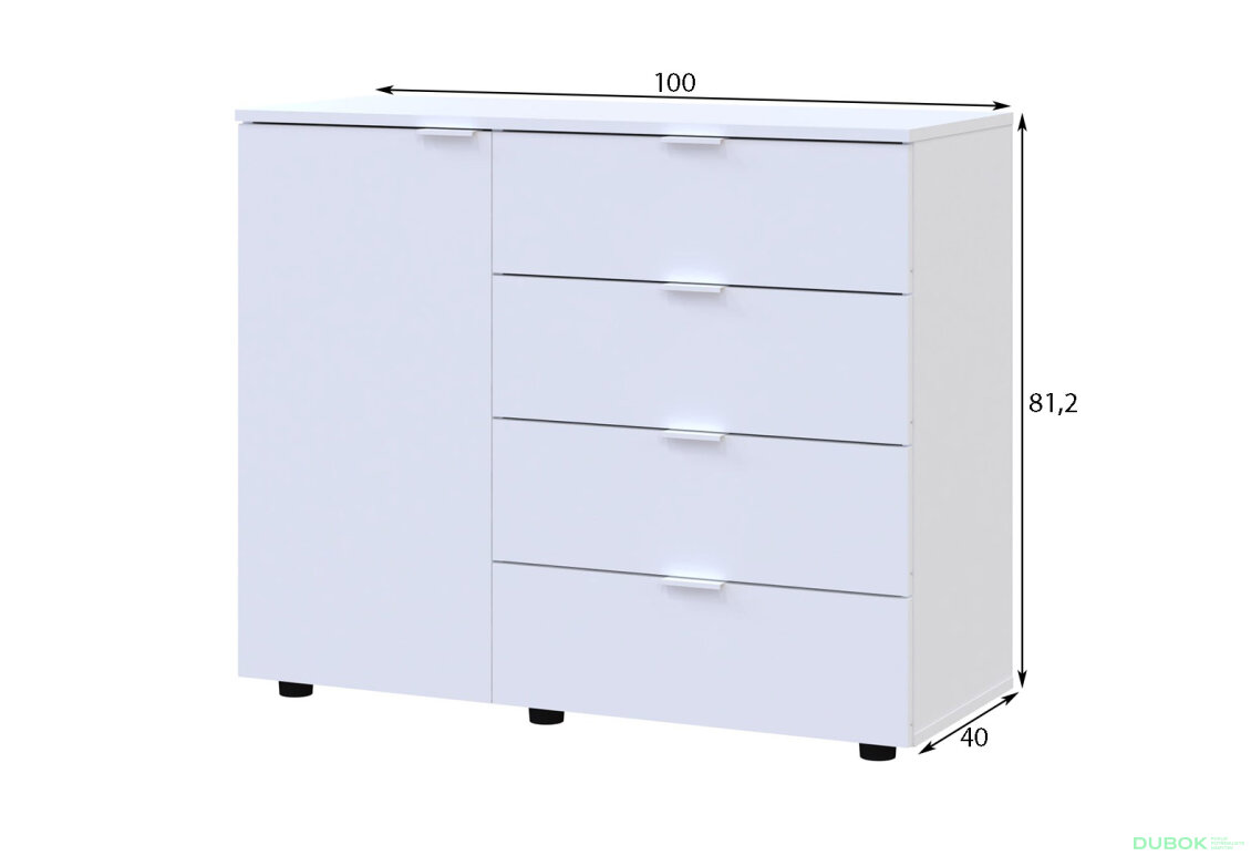 Obrázek 3 - Komoda s dvířky a 4 zásuvkami GC1 100 cm Gelar Grafit