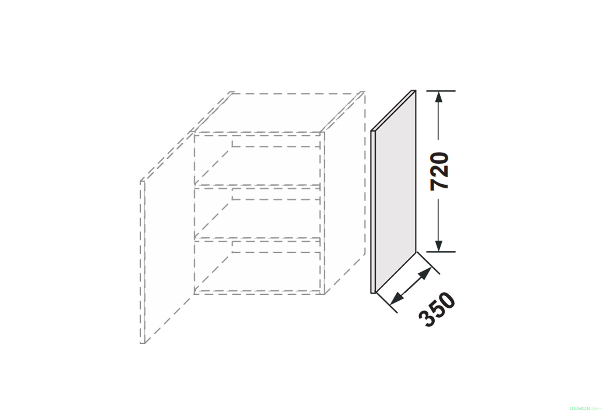 Obrázek 2 - Kuchyňské panely Glory Boční panel horní 720 mm