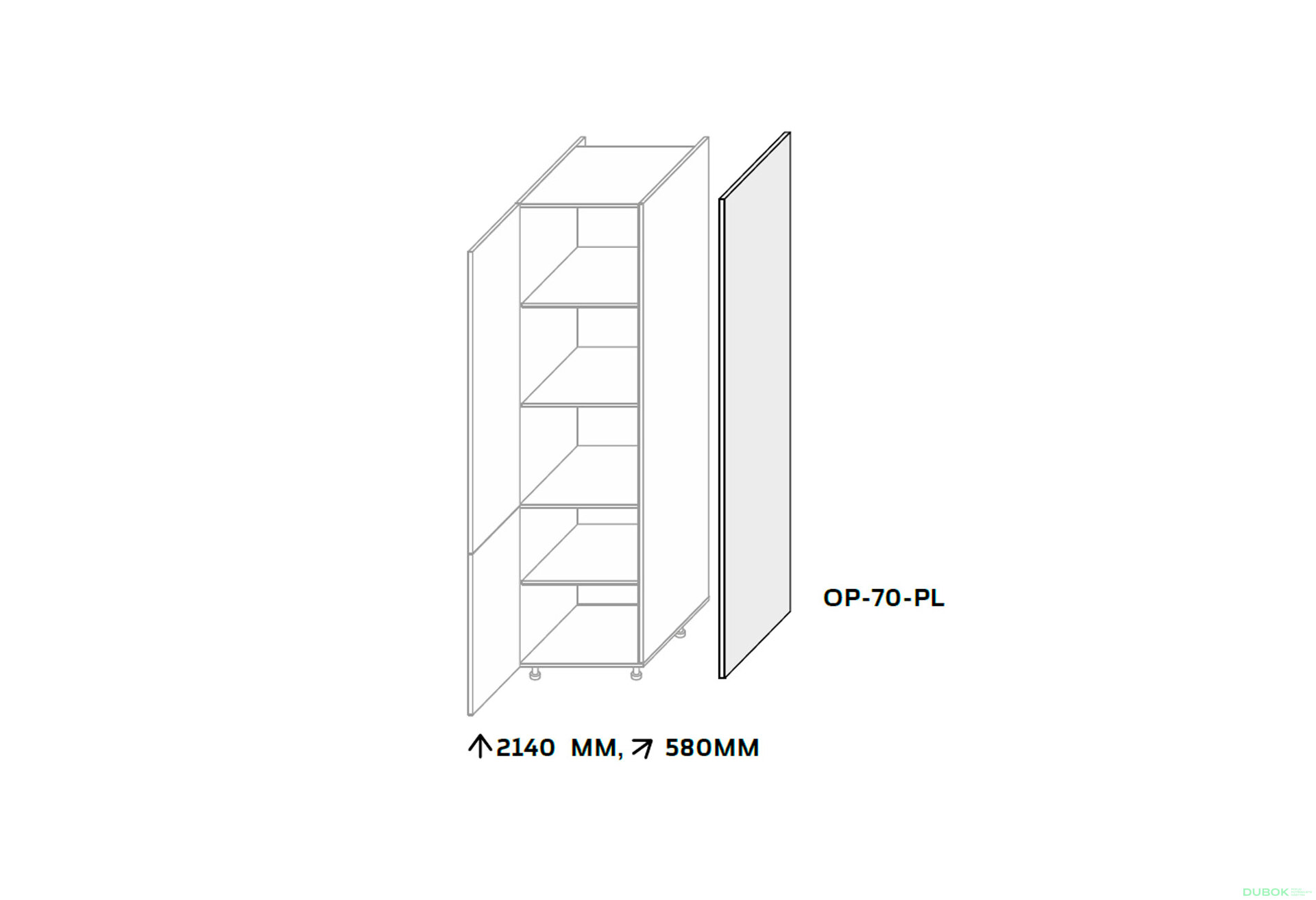 Obrázek 3 - Kuchyňské panely Leo Boční panel skříňky 2140 mm