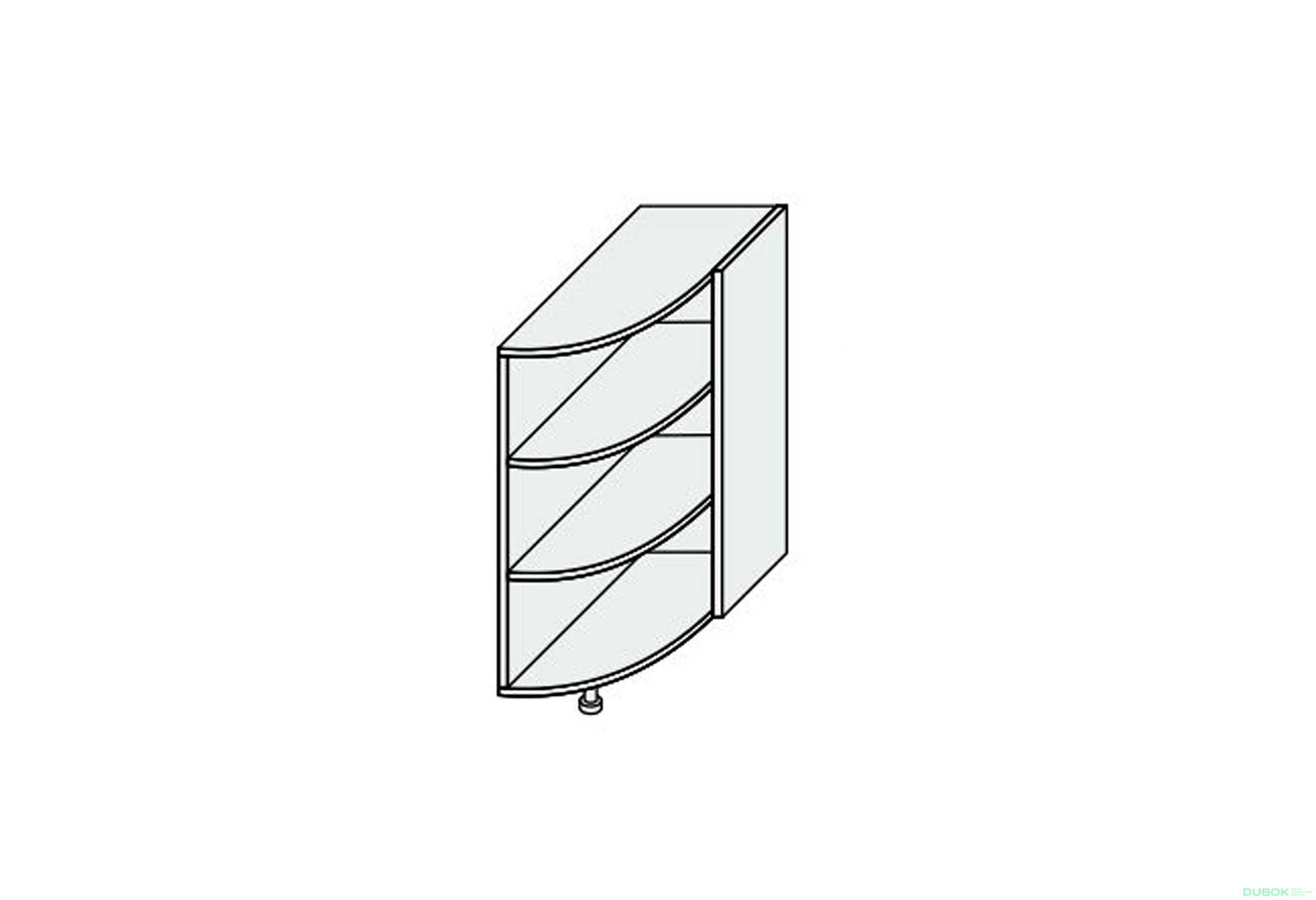 Obrázek 1 - Korpus 30N 1dv Radiusové zakončení 820mm Pro Blum