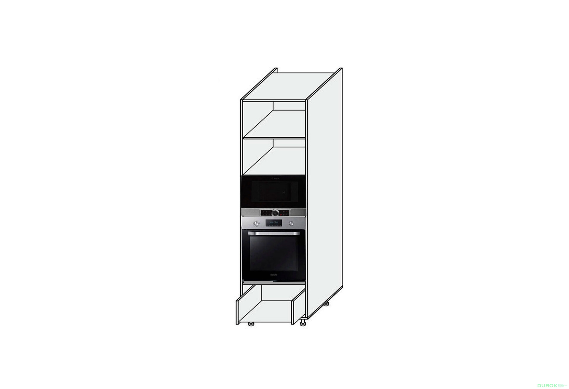 Obrázek 1 - Korpus Penál 60PDM 1šx Trouba+Mikrovlnka Pro Blum+Hettich 2140mm