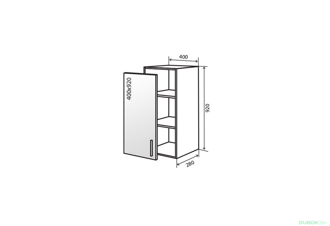 V43 Skříňka 1D 40 Vitrína AL Flat