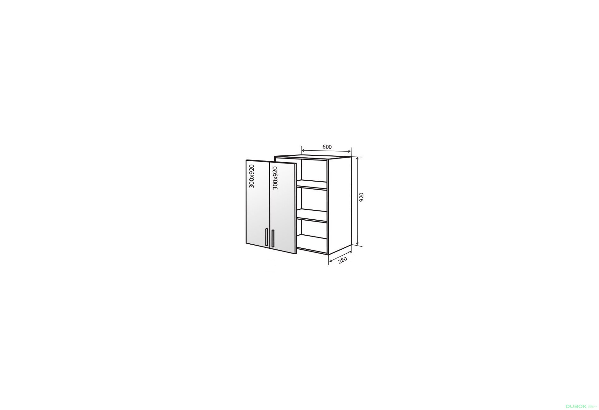 Obrázek 1 - V46 Skříňka 2D 60 Vitrína Flat