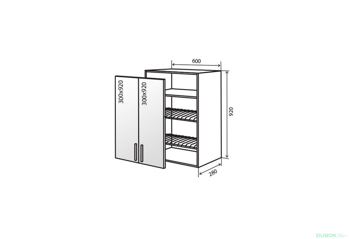 V47 Skříňka 2D 60 Sušák Vitrína Flat