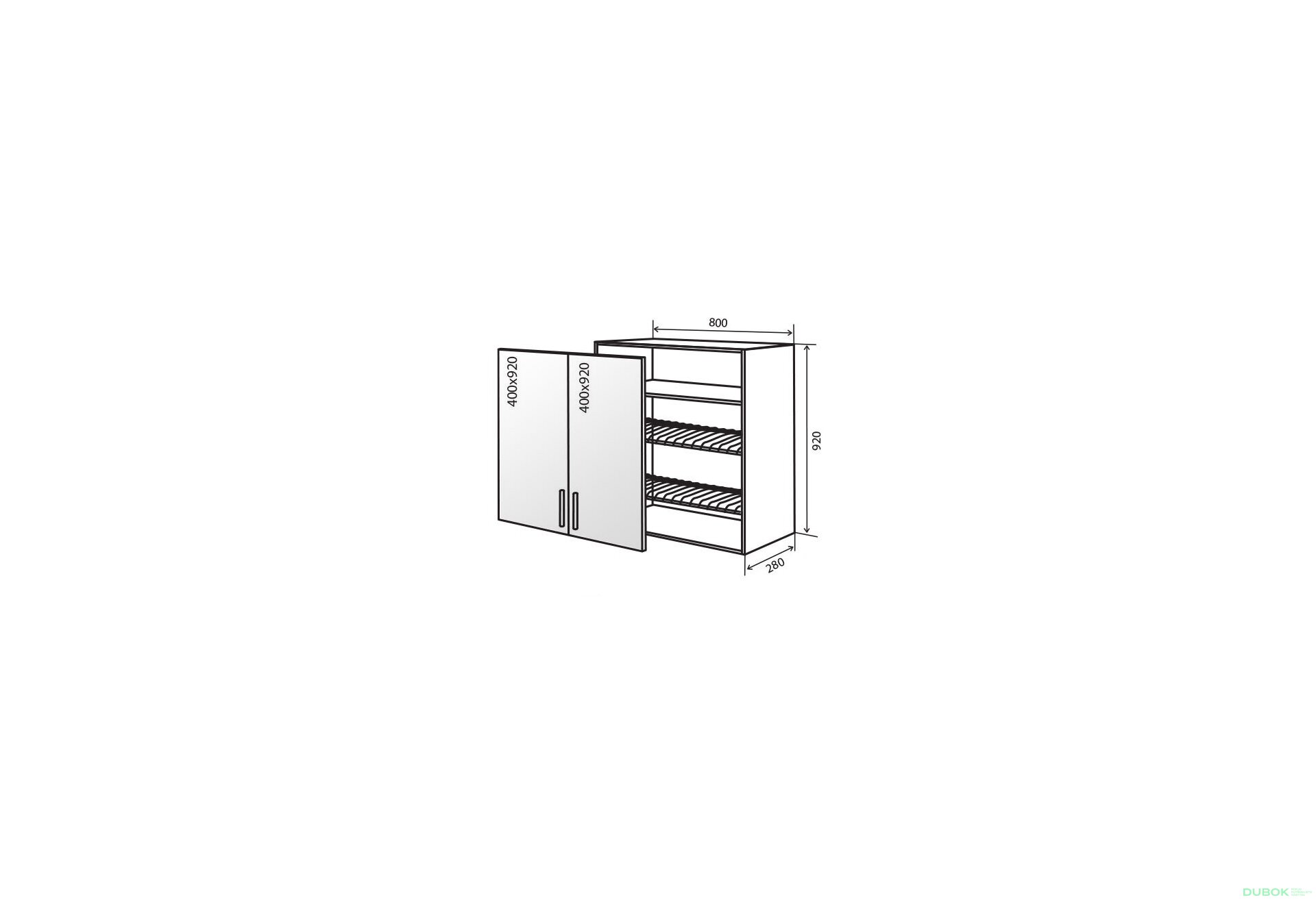 Obrázek 1 - V49 Skříňka 2D 80 Sušák Vitrína Flat