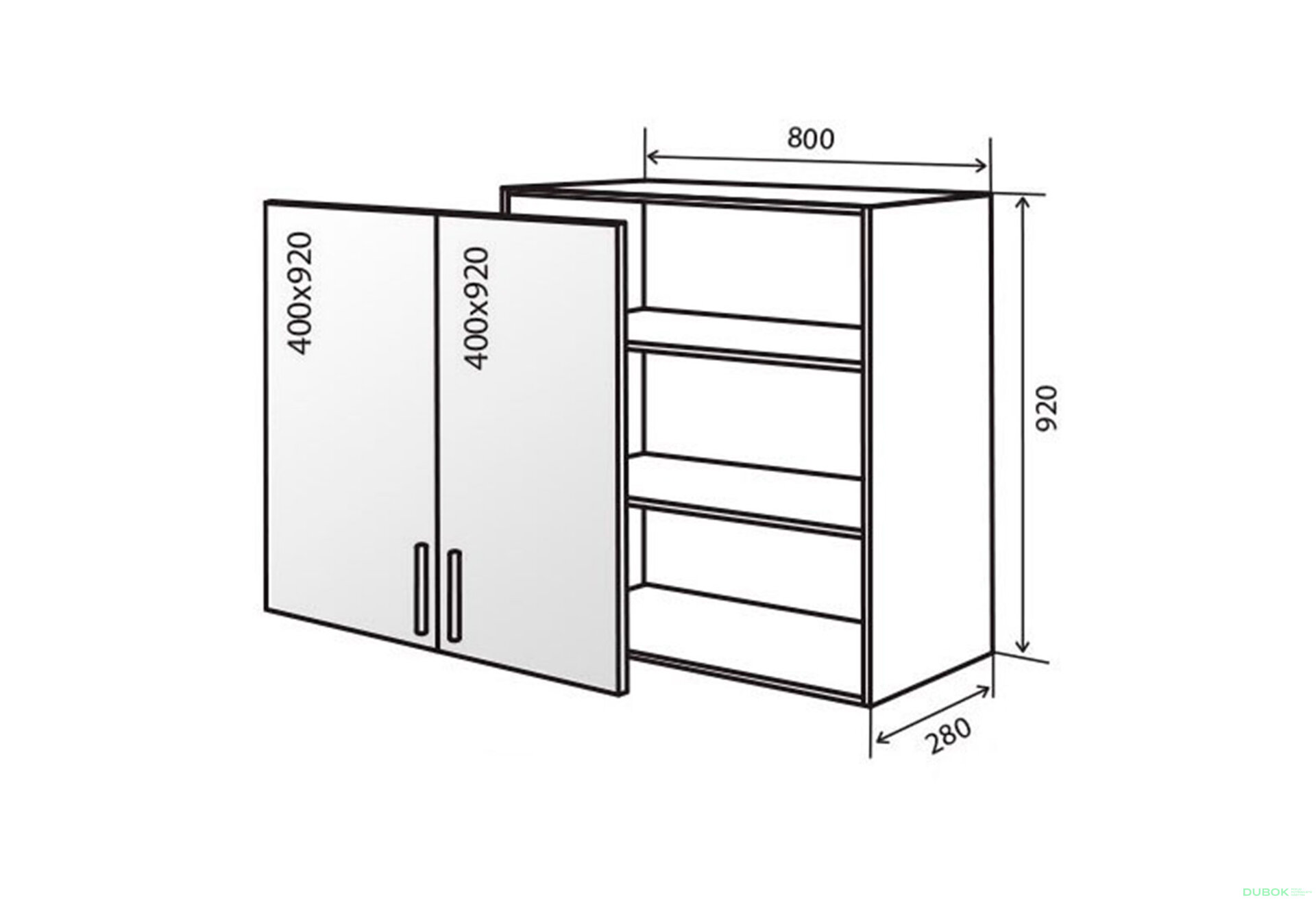 Obrázek 1 - V48 Skříňka 2D 80 Vitrína AL Flat