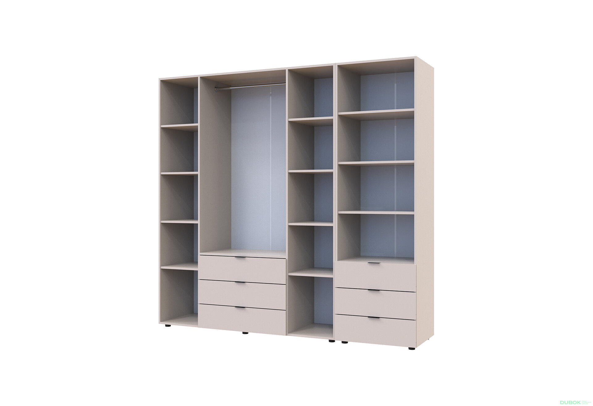 Obrázek 6 - Skříň 4D s regálem se zásuvkami Gelar 215 cm kašemír