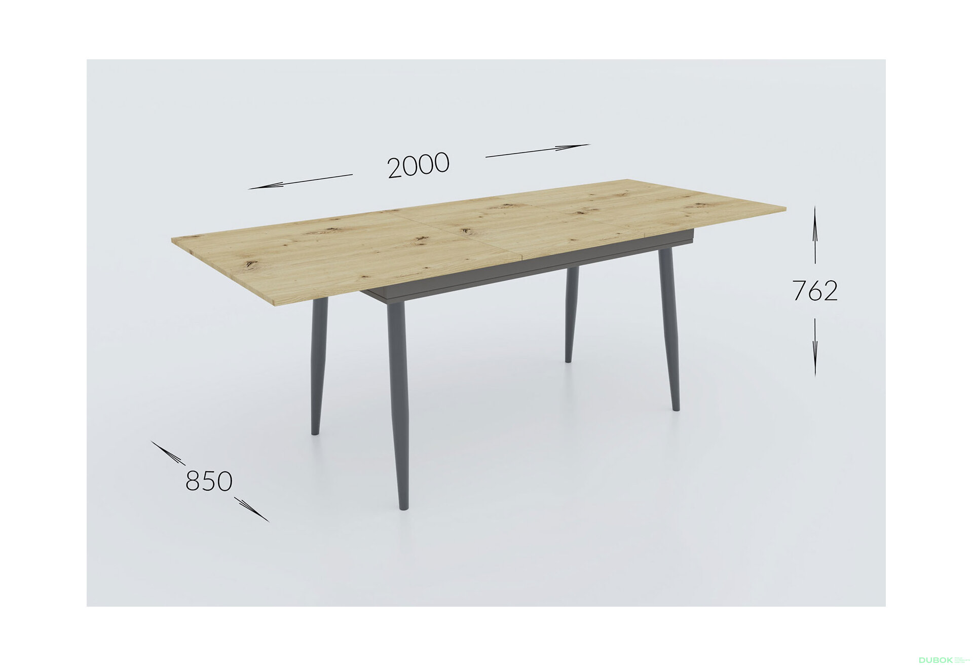 Obrázek 4 - Rozkládací stůl City 150x85 cm Dub artisan / Antracit