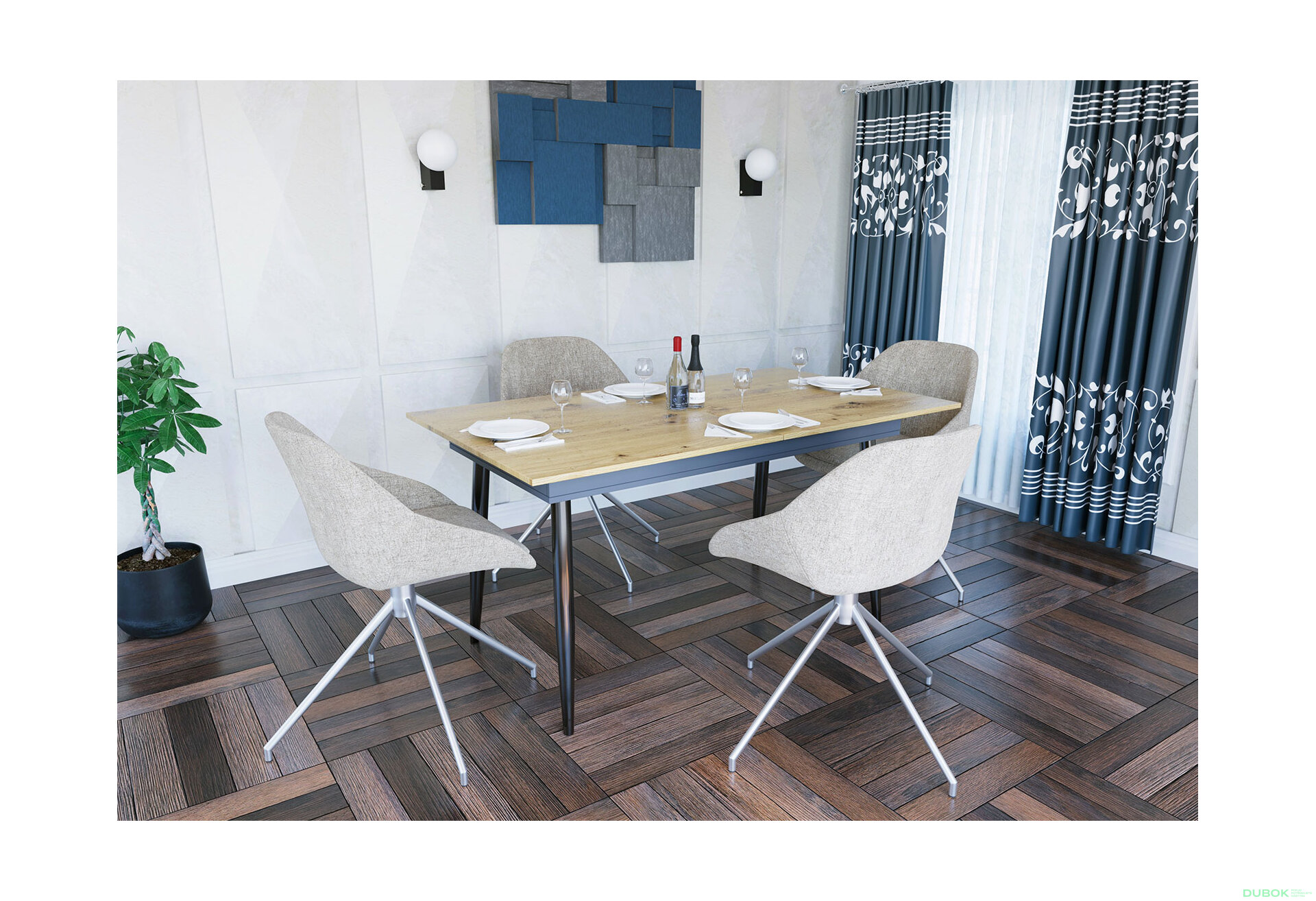 Obrázek 2 - Rozkládací stůl City 150x85 cm Dub artisan / Antracit