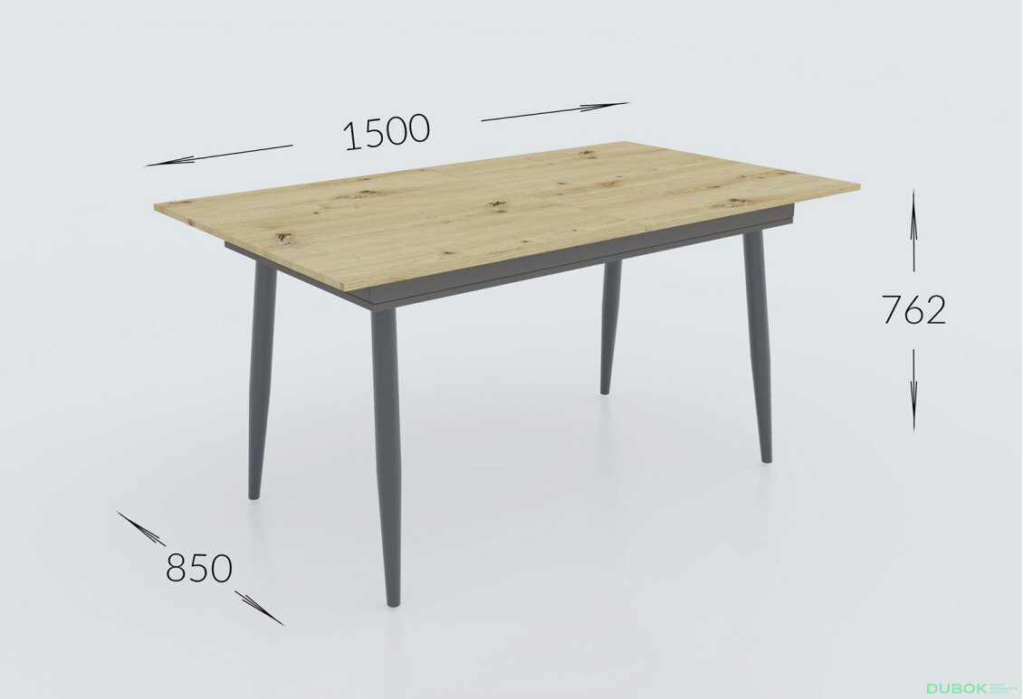 Obrázek 5 - Rozkládací stůl City 150x85 cm Dub artisan / Antracit