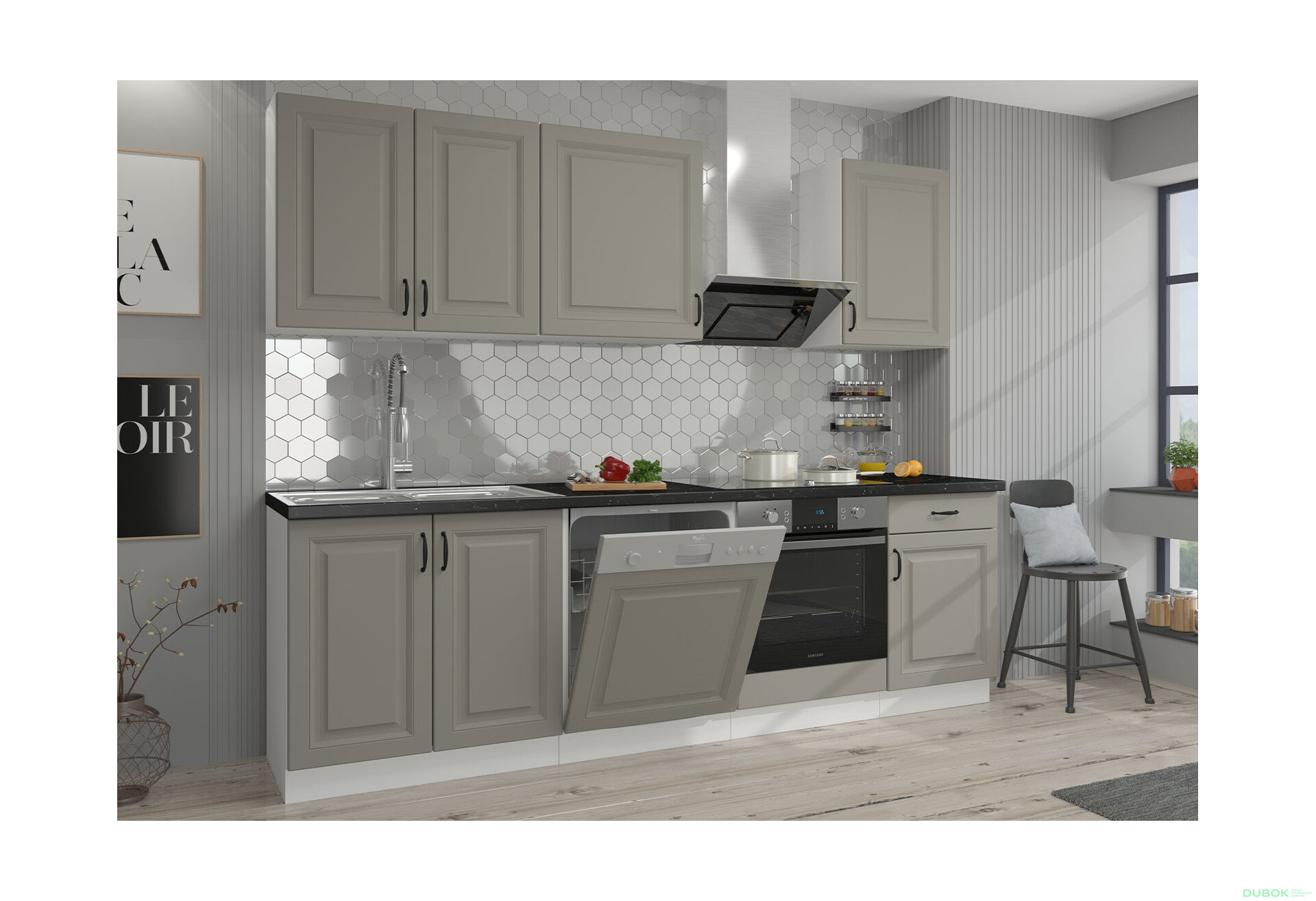 Obrázek 1 - Kuchyňská sestava 2.5 m (I) Stilo bílý / clay grey