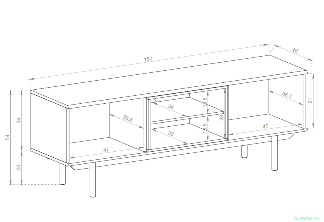 Obrázek 2 - TV stolek IRTV150 šedá / jackson hickory Inox
