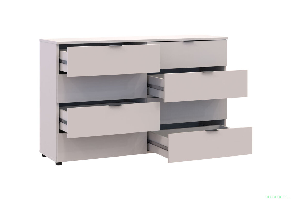 Obrázek 5 - Komoda Ron 8 s 8 zásuvkami 130x38x81 kašmír