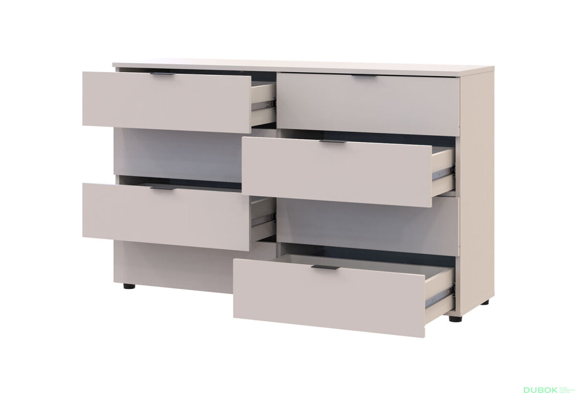 Obrázek 6 - Komoda Ron 8 s 8 zásuvkami 130x38x81 kašmír