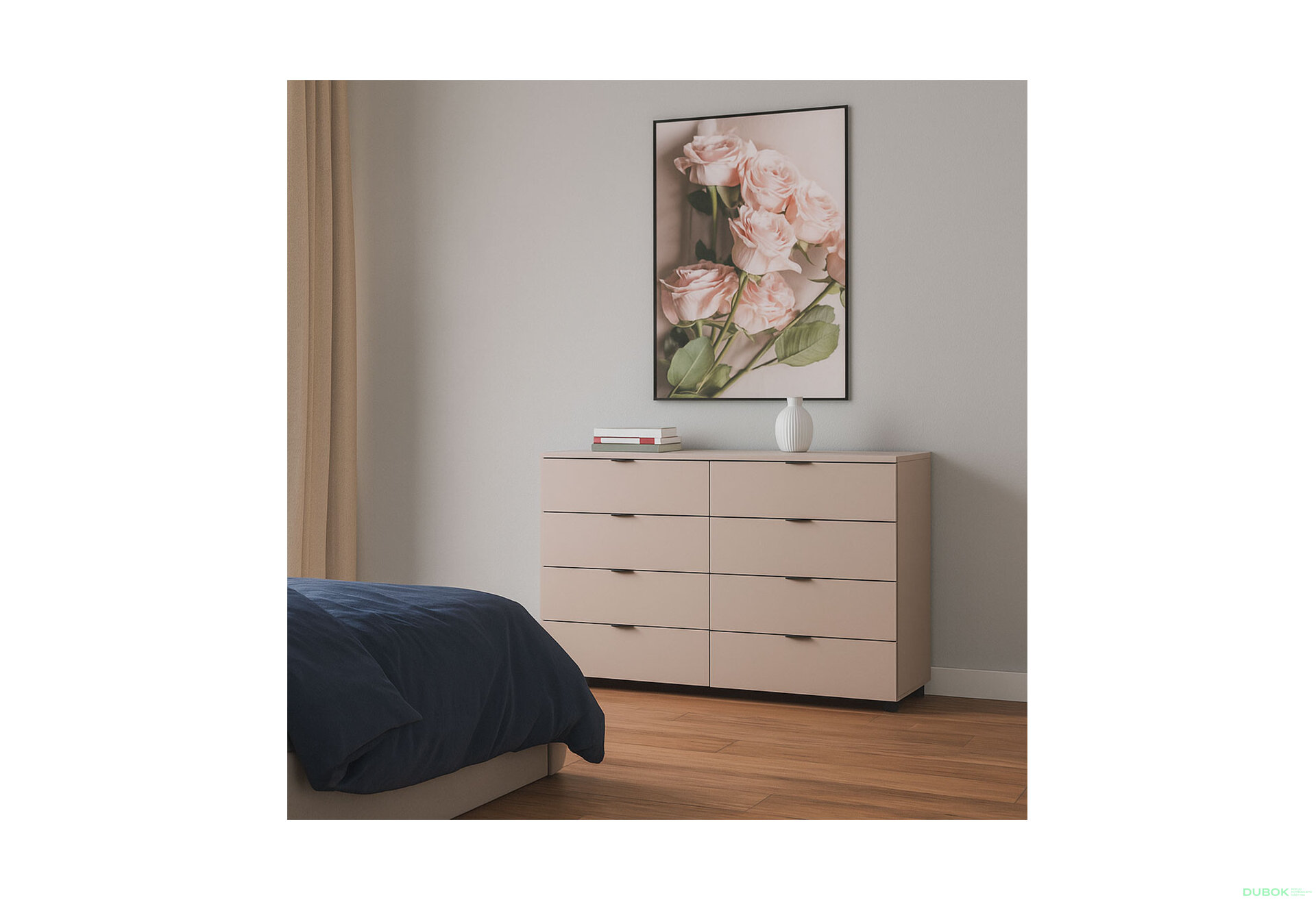Obrázek 2 - Komoda Ron 8 s 8 zásuvkami 130x38x81 kašmír