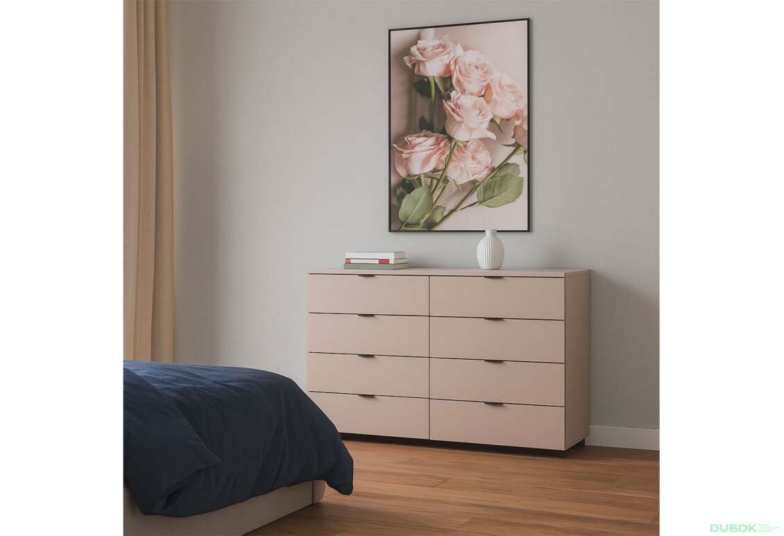 Obrázek 2 - Komoda Ron 8 s 8 zásuvkami 130x38x81 kašmír