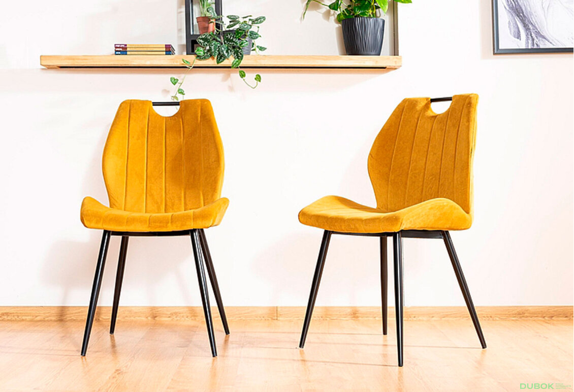 Obrázek 10 - Židle Arco Velvet karí Bluvel 68, matná černá kov