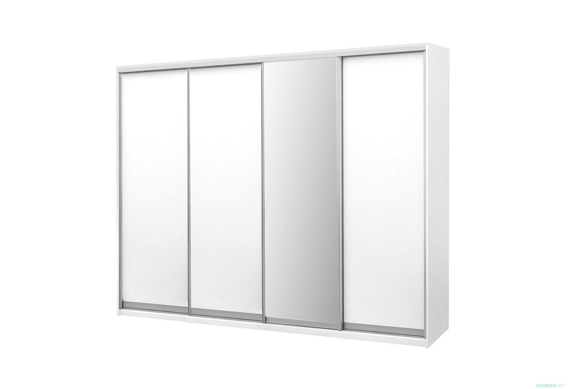 Obrázek 1 - Skříň 4D 2500x2400x600, 3 DTD + 1 zrcadlo, bílá