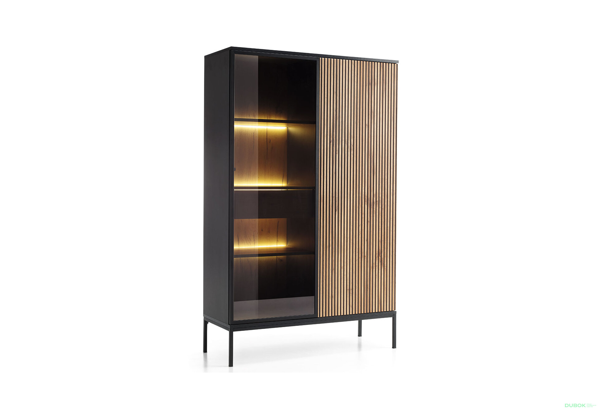 Obrázek 4 - Vitrína WTSZ104 3 pkt Led Sento černý / dub wotan