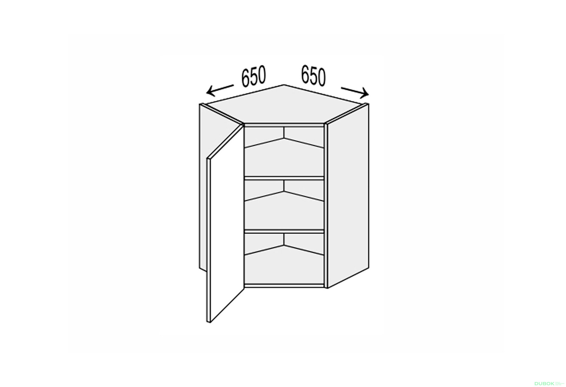 Obrázek 1 - Vrchní roh V 45°/720 (650x650) 1dveře Glory