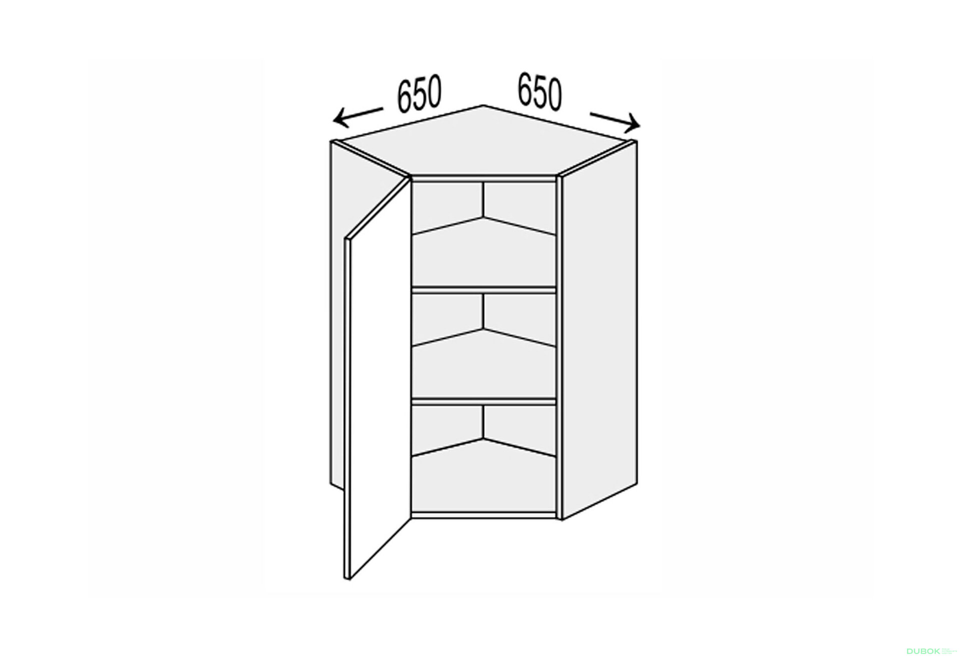 Obrázek 1 - Vrchní roh V 45°/900 (650x650) 1dv Leo
