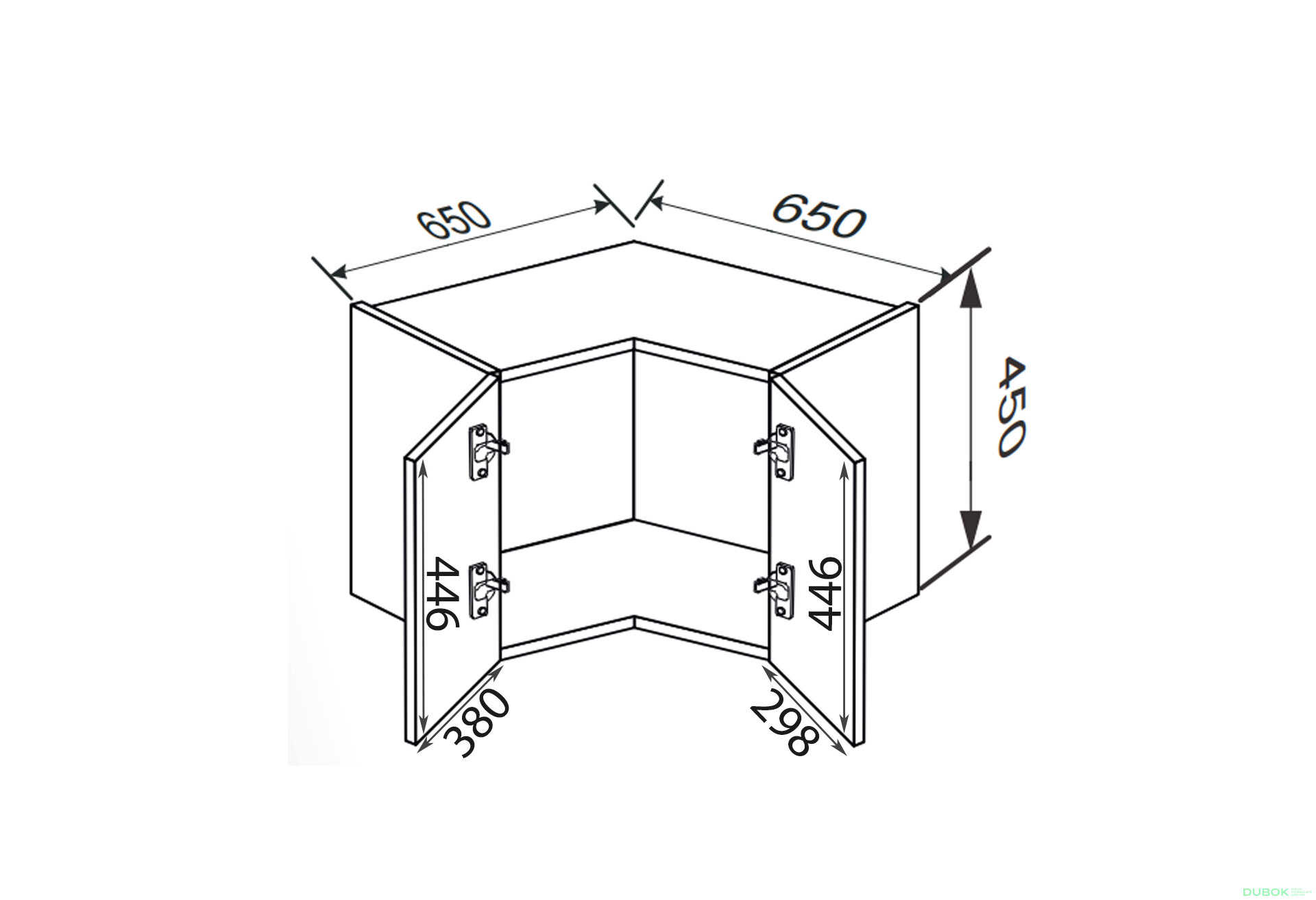Obrázek 2 - Vrchní roh V 90°/450 2dv Leo