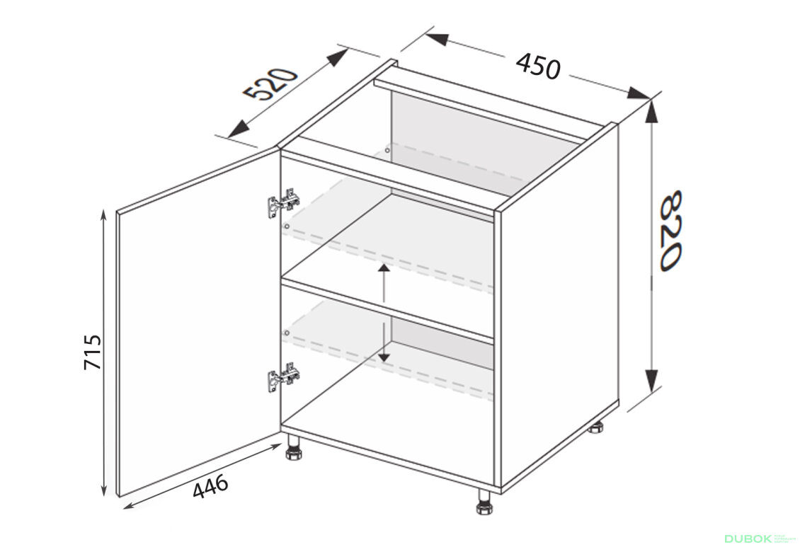 Obrázek 2 - Spodní skříňka 45N/820 1dveře Leo