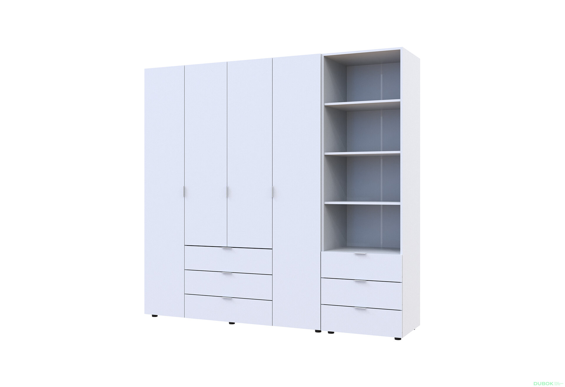 Obrázek 1 - Skříň 4D s regálem se zásuvkami Gelar 215 cm bílý