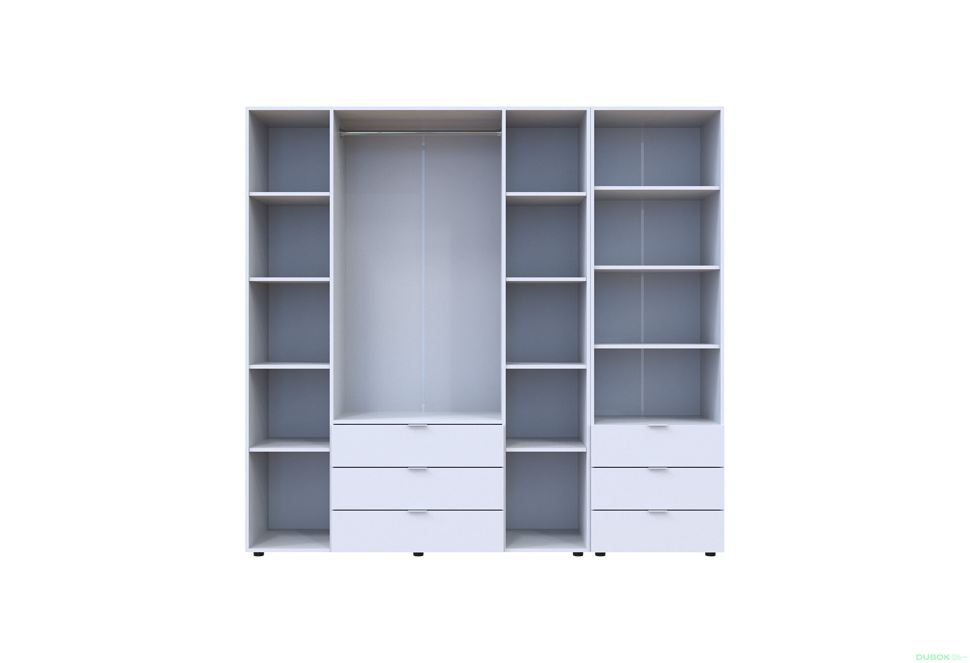 Obrázek 5 - Skříň 4D s regálem se zásuvkami Gelar 215 cm bílý