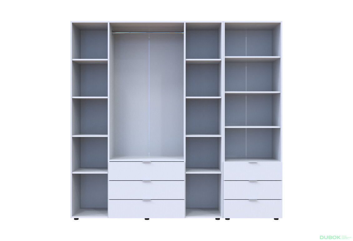 Obrázek 5 - Skříň 4D s regálem se zásuvkami Gelar 215 cm bílý