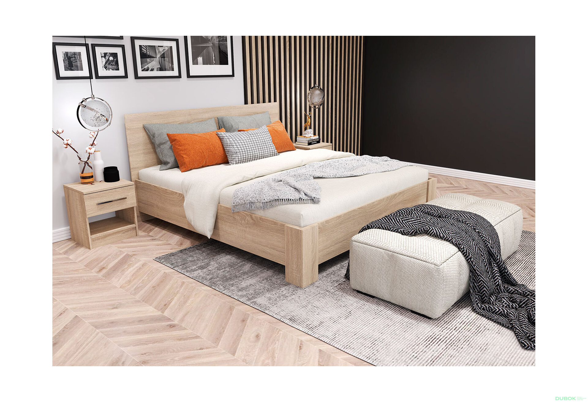 Obrázek 2 - Postel Mediolan 160x200 dub sonoma Idczak meble