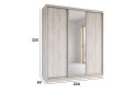 Obrázek 4 - Skříň s posuvnými dveřmi 2000x2200x600 2LTD 1 Zrcadlo Artwood světlý, profil stříbrný