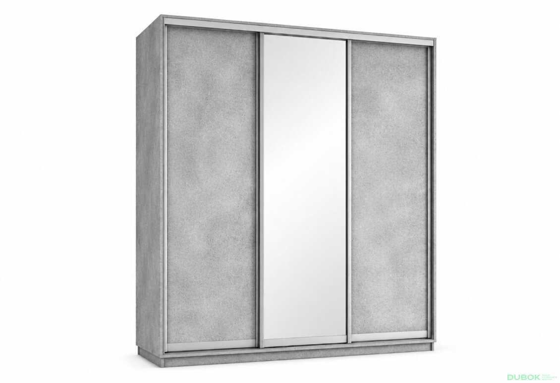 Skříň s posuvnými dveřmi 2000x2200x600 2LTD 1 Zrcadlo Industrial, profil stříbrný