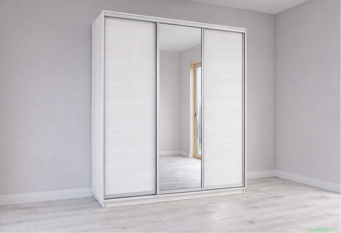 Obrázek 3 - Skříň s posuvnými dveřmi 2000x2200x600 2LTD 1 Zrcadlo Nymphea Alba, profil stříbrný