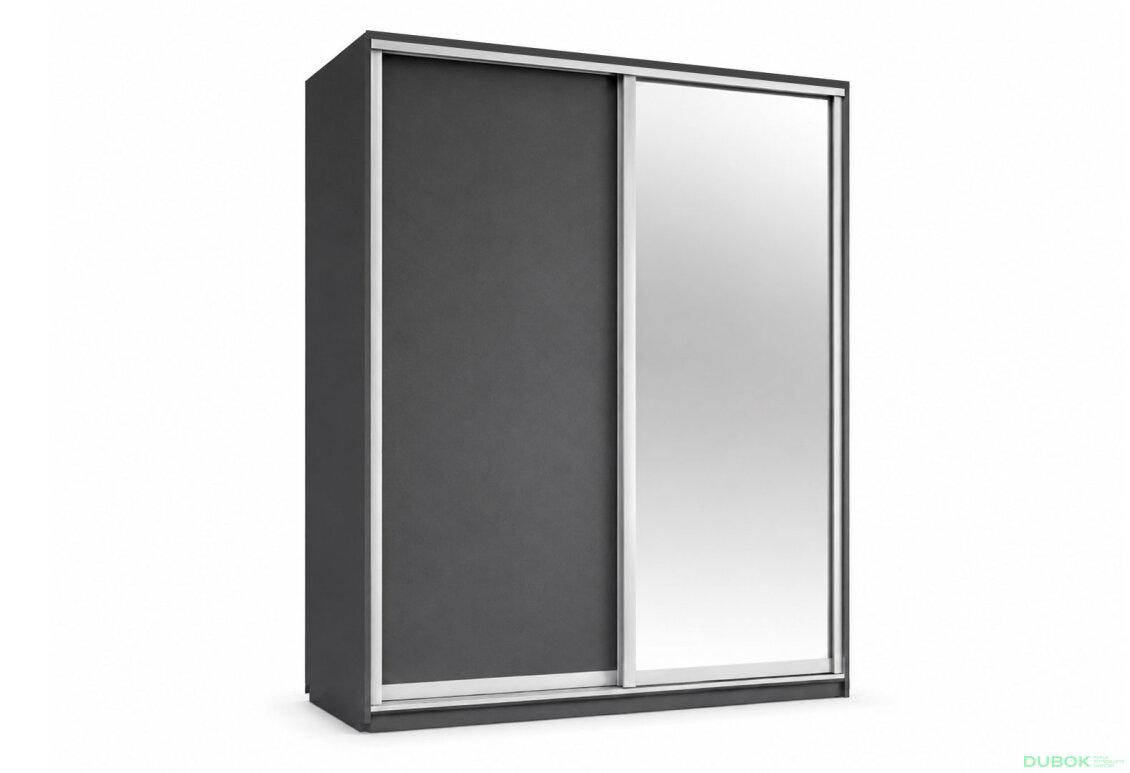 Skříň s posuvnými dveřmi 1800x2200x600 1LTD 1 Zrcadlo grafit šedý, profil stříbrný