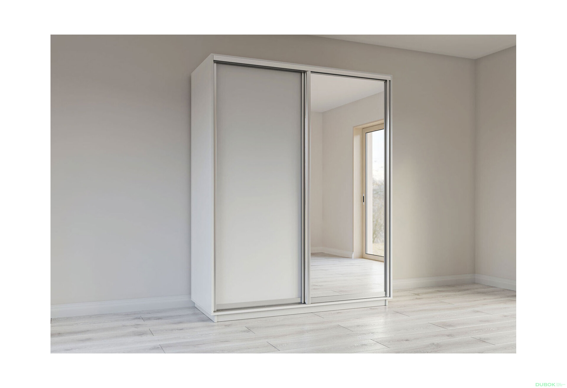 Obrázek 3 - Skříň s posuvnými dveřmi 1800x2200x600 1LTD 1 Zrcadlo Nymphea Alba, profil stříbrný